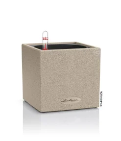 LECHUZA® Kunststoff-Topf Canto Stone, eckig, ca. B14/H13,5/T14 cm Hellbraun New