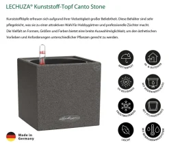 LECHUZA® Lechuza Pflanzgefäße & Töpfe|Blumentöpfe & Übertöpfe - Kunststoff-Topf Canto Stone, eckig, ca. B14/H13,5/T14 cm Schwarz