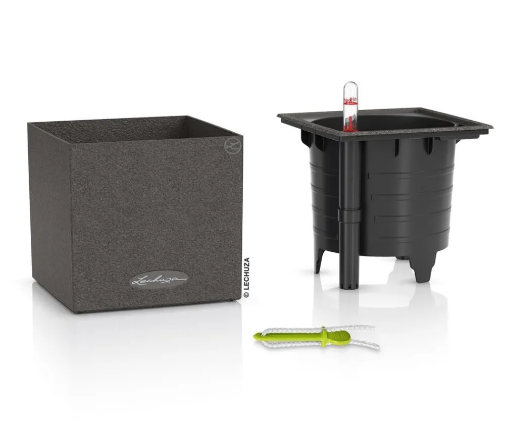 LECHUZA® Lechuza Pflanzgefäße & Töpfe|Blumentöpfe & Übertöpfe - Kunststoff-Topf Canto Stone, eckig, ca. B14/H13,5/T14 cm Schwarz