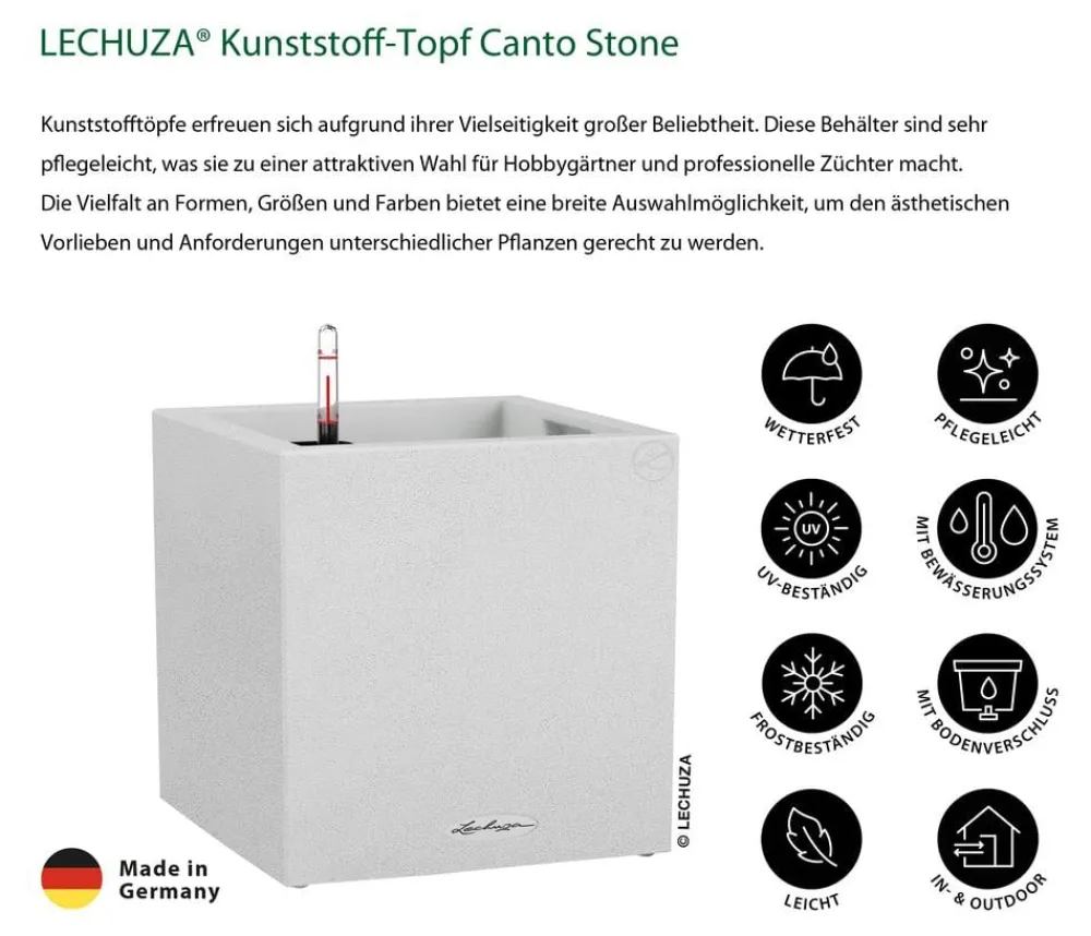 LECHUZA® Lechuza Pflanzgefäße & Töpfe|Blumentöpfe & Übertöpfe > Kunststoff-Topf Canto Stone, quadratisch