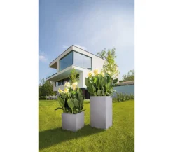 LECHUZA® Kunststoff-Topf Canto Stone, quadratisch Grau