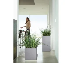 LECHUZA® Kunststoff-Topf Canto Stone, quadratisch Grau