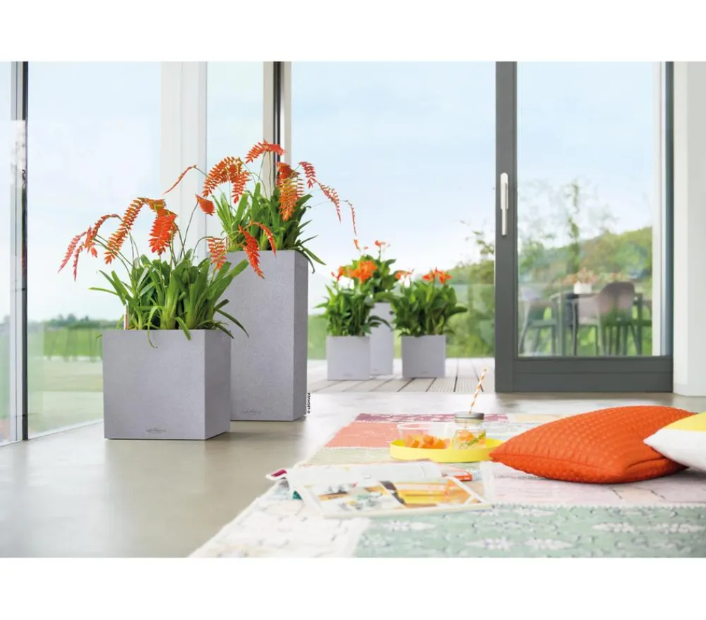 LECHUZA® Kunststoff-Topf Canto Stone, quadratisch Grau