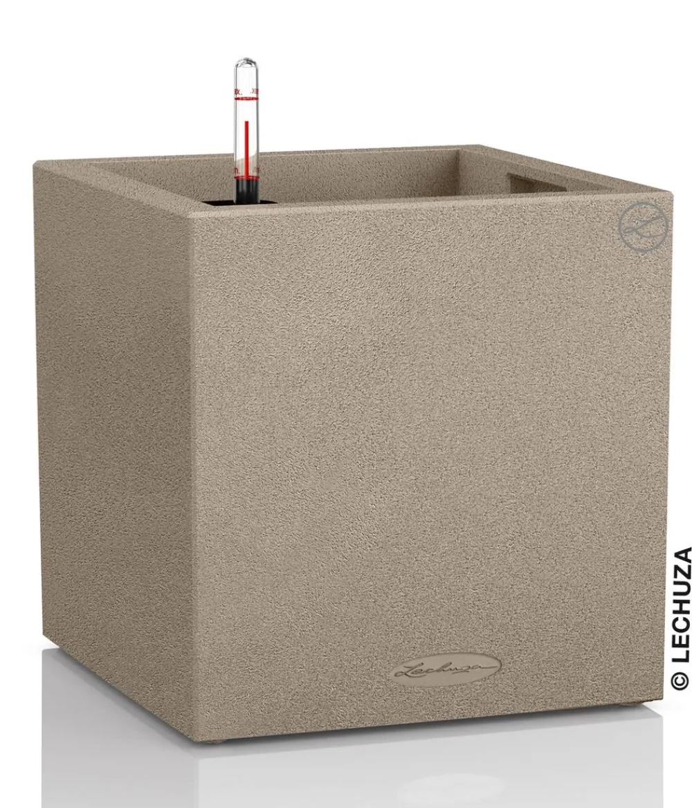 LECHUZA® Kunststoff-Topf Canto Stone, quadratisch Beige Clearance