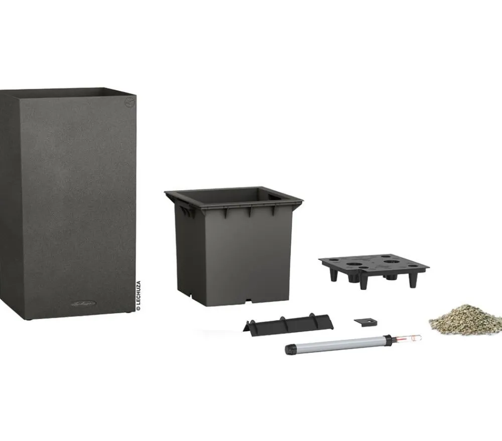 LECHUZA® Kunststoff-Topf Canto Stone, quadratisch Dunkelgrau Online