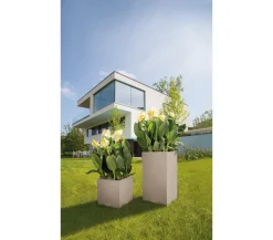 LECHUZA® Kunststoff-Topf Canto Stone, quadratisch Beige Outlet