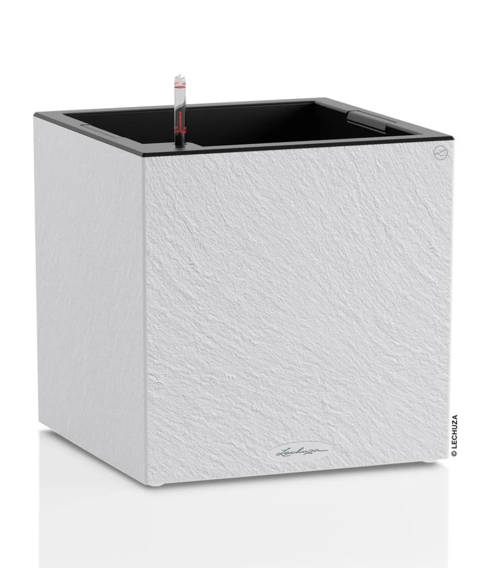 LECHUZA® Lechuza Pflanzgefäße & Töpfe|Blumentöpfe & Übertöpfe - Kunststoff-Topf Canto Stone, quadratisch Dunkelgrau