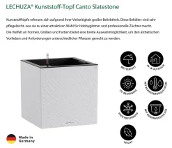 LECHUZA® Lechuza Pflanzgefäße & Töpfe|Blumentöpfe & Übertöpfe - Kunststoff-Topf Canto Stone, quadratisch Dunkelgrau