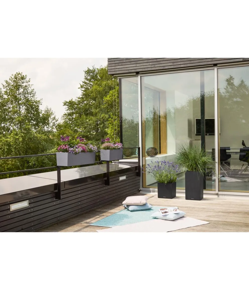 LECHUZA® Lechuza Pflanzgefäße & Töpfe|Blumentöpfe & Übertöpfe - Kunststoff-Topf Canto Stone, quadratisch Dunkelgrau