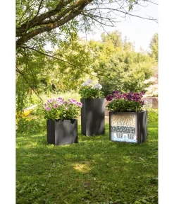 LECHUZA® Lechuza Pflanzgefäße & Töpfe|Blumentöpfe & Übertöpfe - Kunststoff-Topf Canto Stone, quadratisch Dunkelgrau