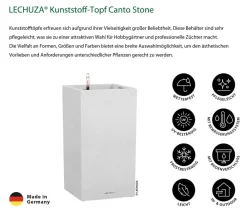 LECHUZA® Lechuza Pflanzgefäße & Töpfe|Blumentöpfe & Übertöpfe - Kunststoff-Topf Canto Stone, quadratisch Weiß