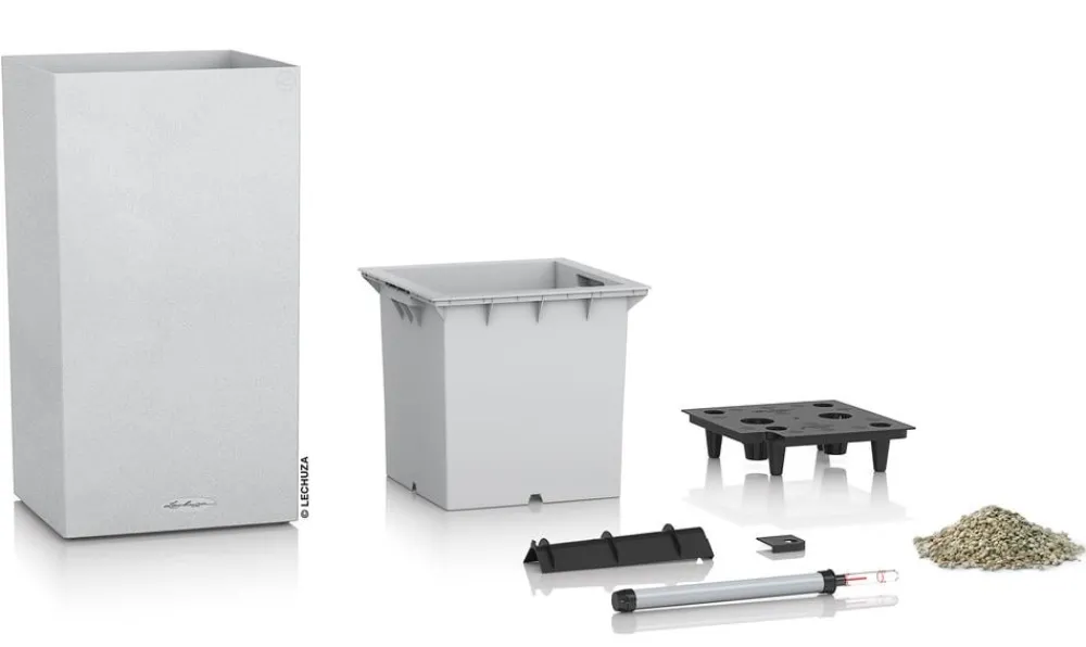LECHUZA® Lechuza Pflanzgefäße & Töpfe|Blumentöpfe & Übertöpfe - Kunststoff-Topf Canto Stone, quadratisch Weiß