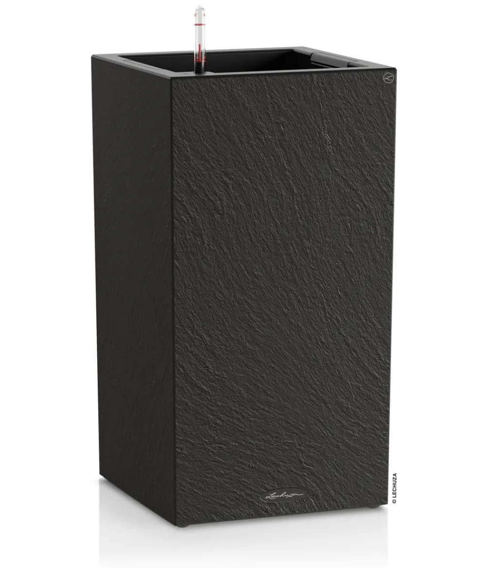 LECHUZA® Lechuza Pflanzgefäße & Töpfe - Kunststoff-Topf Canto Slatestone inkl. Pflanzeinsatz, rechteckig Dunkelgrau