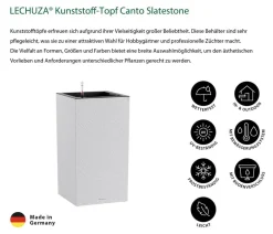 LECHUZA® Lechuza Pflanzgefäße & Töpfe - Kunststoff-Topf Canto Slatestone inkl. Pflanzeinsatz, rechteckig Hellgrau