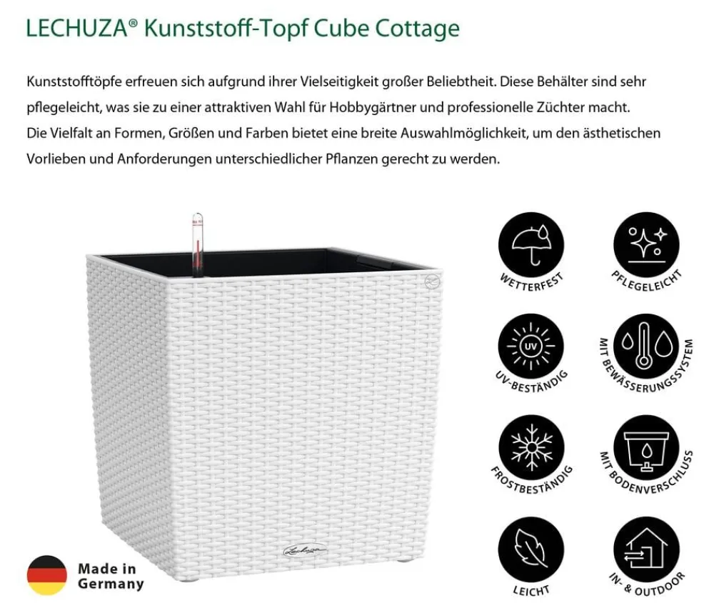 LECHUZA® Lechuza Pflanzgefäße & Töpfe|Blumentöpfe & Übertöpfe > Kunststoff-Topf Cube Cottage, quadratisch