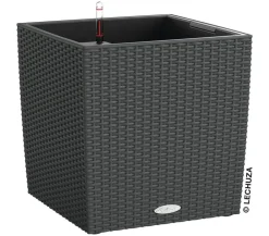 LECHUZA® Kunststoff-Topf Cube Cottage, quadratisch Dunkelgrau New