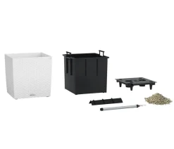 LECHUZA® Kunststoff-Topf Cube Cottage, quadratisch Weiß Best