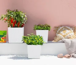 LECHUZA® Kunststoff-Topf Cube Cottage, quadratisch Weiß Best