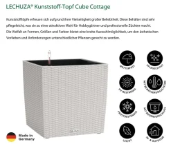 LECHUZA® Kunststoff-Topf Cube Cottage, quadratisch Hellgrau Best