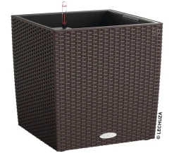 LECHUZA® Kunststoff-Topf Cube Cottage, quadratisch Dunkelbraun New