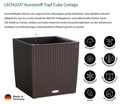LECHUZA® Kunststoff-Topf Cube Cottage, quadratisch Dunkelbraun New