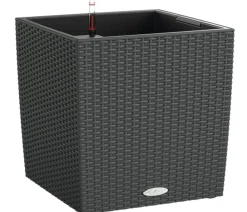 LECHUZA® Lechuza Pflanzgefäße & Töpfe|Blumentöpfe & Übertöpfe - Kunststoff-Topf Cube Cottage, quadratisch Dunkelgrau