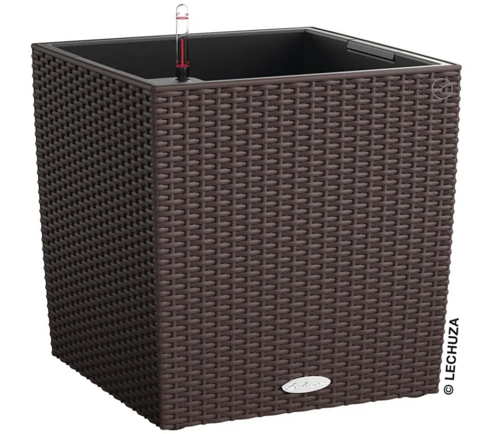 LECHUZA® Lechuza Pflanzgefäße & Töpfe|Blumentöpfe & Übertöpfe - Kunststoff-Topf Cube Cottage, quadratisch Dunkelbraun