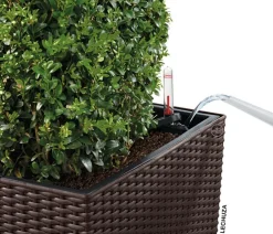 LECHUZA® Lechuza Pflanzgefäße & Töpfe|Blumentöpfe & Übertöpfe - Kunststoff-Topf Cube Cottage, quadratisch Dunkelbraun