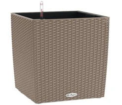 LECHUZA® Lechuza Pflanzgefäße & Töpfe|Blumentöpfe & Übertöpfe - Kunststoff-Topf Cube Cottage, quadratisch Hellbraun