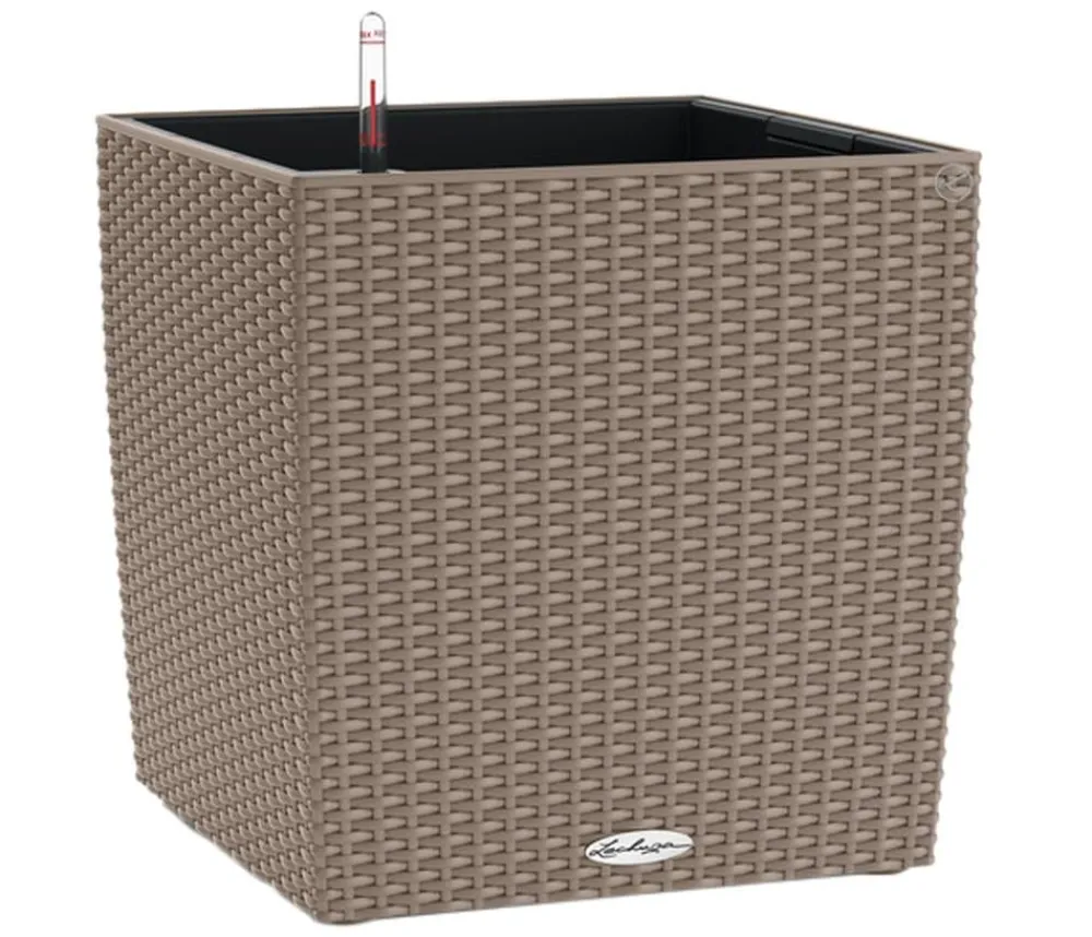 LECHUZA® Lechuza Pflanzgefäße & Töpfe|Blumentöpfe & Übertöpfe - Kunststoff-Topf Cube Cottage, quadratisch Hellbraun