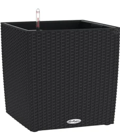LECHUZA® Lechuza Pflanzgefäße & Töpfe|Blumentöpfe & Übertöpfe - Kunststoff-Topf Cube Cottage, quadratisch Schwarz