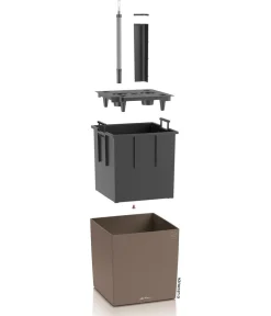 LECHUZA® Kunststoff-Topf Cube, rechteckig Hellbraun New