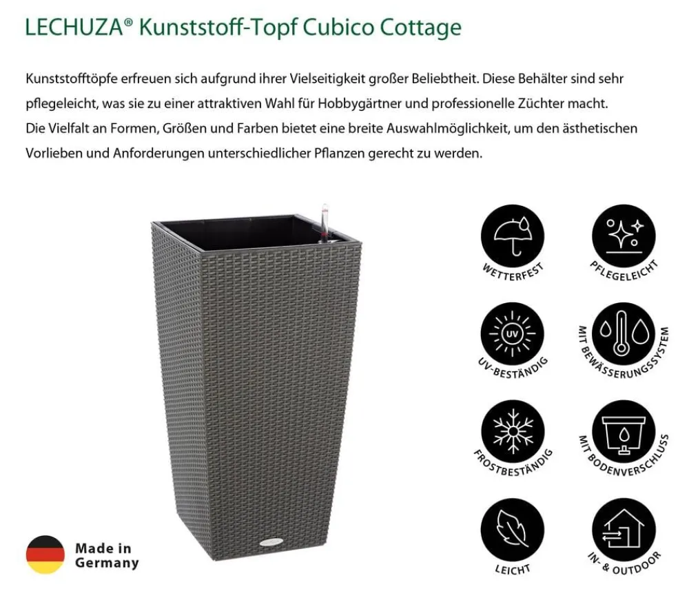 LECHUZA® Lechuza Pflanzgefäße & Töpfe|Blumentöpfe & Übertöpfe > Kunststoff-Topf Cubico Cottage, konisch