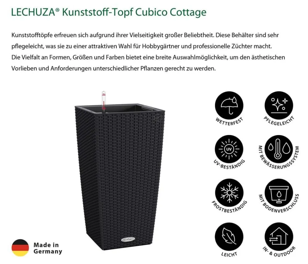 LECHUZA® Lechuza Pflanzgefäße & Töpfe|Blumentöpfe & Übertöpfe > Kunststoff-Topf Cubico Cottage, konisch