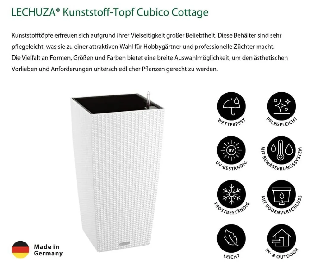 LECHUZA® Lechuza Pflanzgefäße & Töpfe|Blumentöpfe & Übertöpfe > Kunststoff-Topf Cubico Cottage, konisch