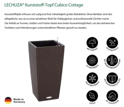 LECHUZA® Lechuza Pflanzgefäße & Töpfe|Blumentöpfe & Übertöpfe - Kunststoff-Topf Cubico Cottage, konisch Braun