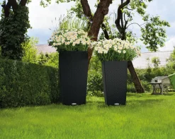 LECHUZA® Lechuza Pflanzgefäße & Töpfe|Blumentöpfe & Übertöpfe - Kunststoff-Topf Cubico Cottage, konisch Schwarz