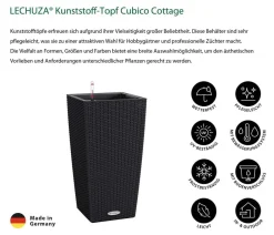 LECHUZA® Lechuza Pflanzgefäße & Töpfe|Blumentöpfe & Übertöpfe - Kunststoff-Topf Cubico Cottage, konisch Schwarz