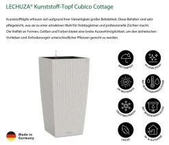 LECHUZA® Lechuza Pflanzgefäße & Töpfe|Blumentöpfe & Übertöpfe - Kunststoff-Topf Cubico Cottage, konisch Hellgrau
