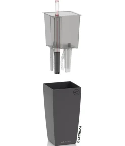 LECHUZA® MAXI/MINI-CUBI, All-in-One-Set, matt Dunkelgrau New