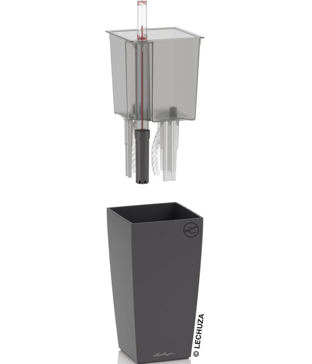 LECHUZA® MAXI/MINI-CUBI, All-in-One-Set, matt Dunkelgrau New