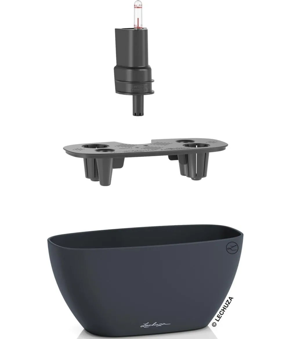 LECHUZA® Lechuza Pflanzgefäße & Töpfe - NAVIO Color, All-in-One Set Dunkelgrau