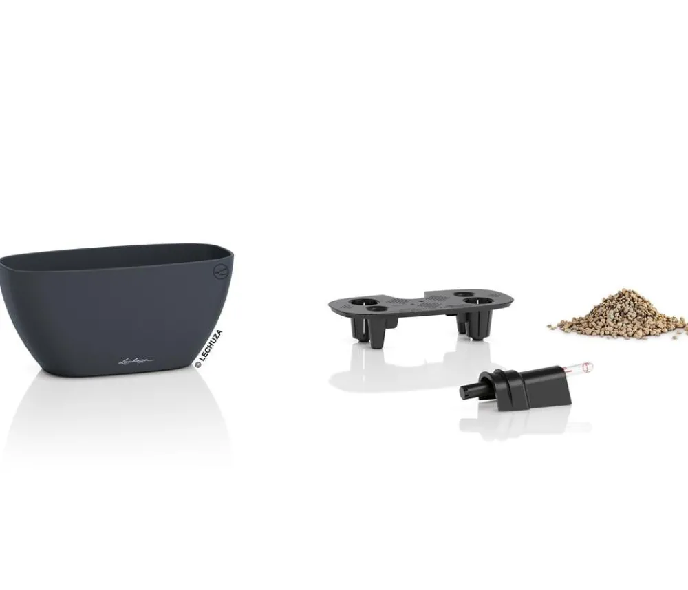 LECHUZA® Lechuza Pflanzgefäße & Töpfe - NAVIO Color, All-in-One Set Dunkelgrau