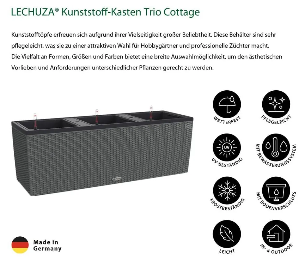 LECHUZA® Pflanzkübel & Blumenkästen|Lechuza Pflanzgefäße & Töpfe > Polyrattan-Kasten Trio Cottage, rechteckig
