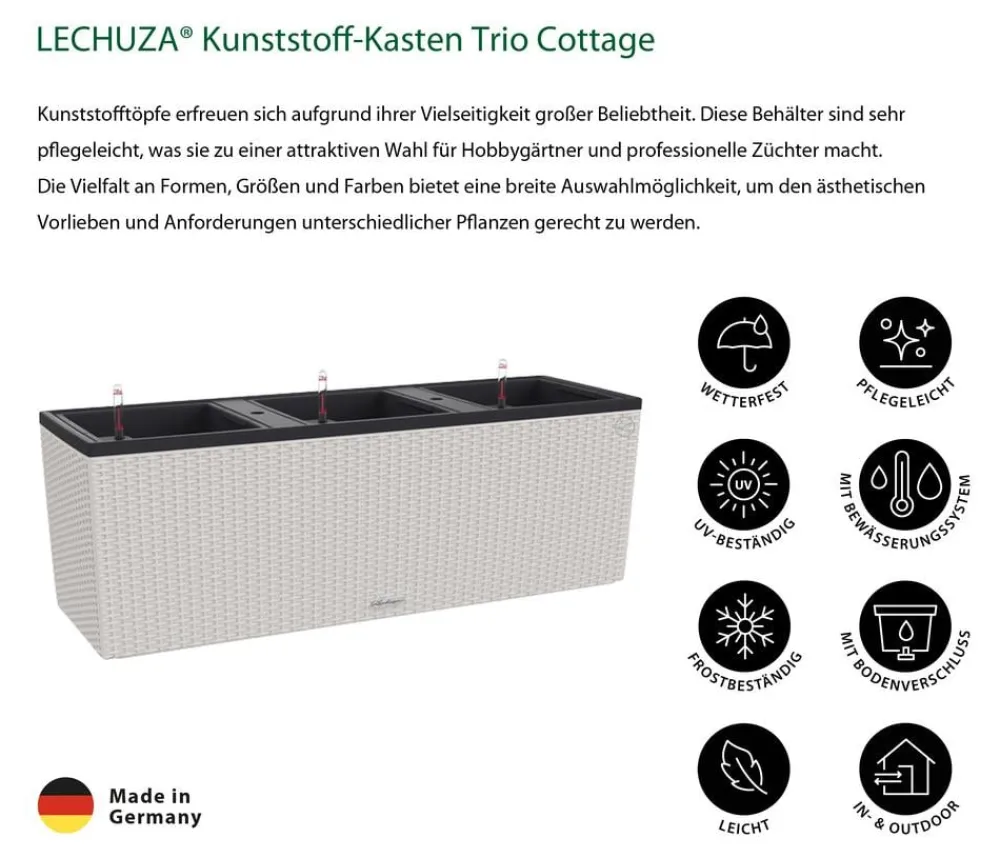 LECHUZA® Pflanzkübel & Blumenkästen|Lechuza Pflanzgefäße & Töpfe > Polyrattan-Kasten Trio Cottage, rechteckig
