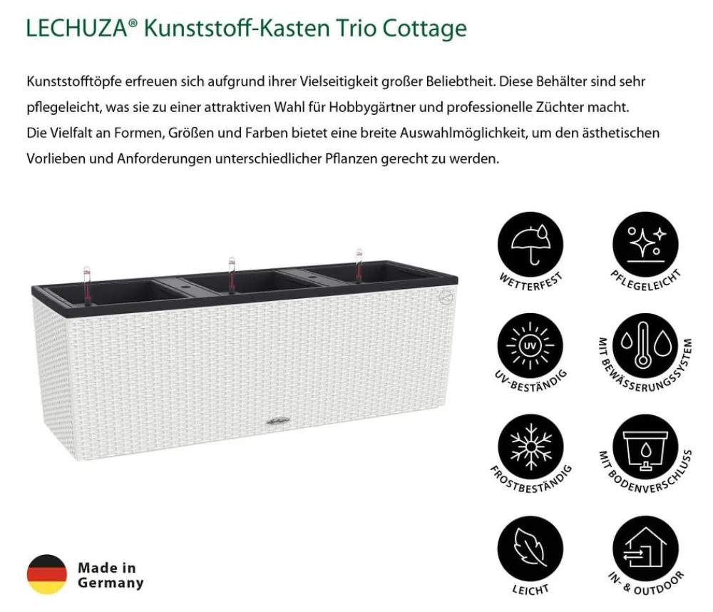 LECHUZA® Polyrattan-Kasten Trio Cottage, rechteckig Weiß Online