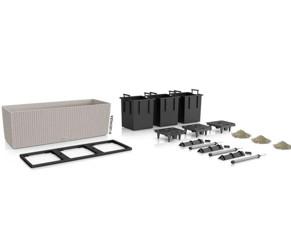 LECHUZA® Pflanzkübel & Blumenkästen|Lechuza Pflanzgefäße & Töpfe - Polyrattan-Kasten Trio Cottage, rechteckig Hellbraun