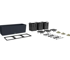 LECHUZA® Pflanzkübel & Blumenkästen|Lechuza Pflanzgefäße & Töpfe - Polyrattan-Kasten Trio Cottage, rechteckig Schwarz
