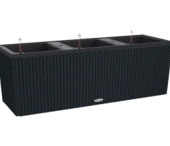 LECHUZA® Pflanzkübel & Blumenkästen|Lechuza Pflanzgefäße & Töpfe - Polyrattan-Kasten Trio Cottage, rechteckig Schwarz