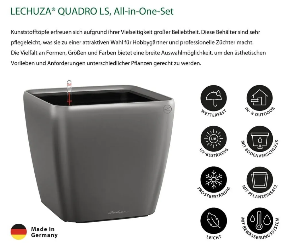 LECHUZA® QUADRO LS, All-in-One-Set Dunkelgrau Online